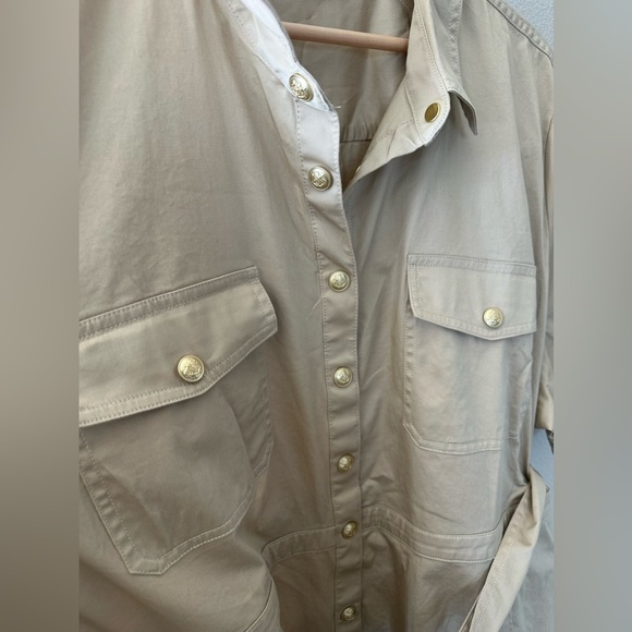J. Crew Beige Button-Front Shirt Dress with Tie Waist - Picture 6 of 10